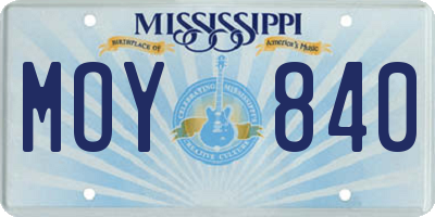 MS license plate MOY840