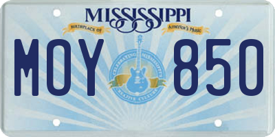 MS license plate MOY850