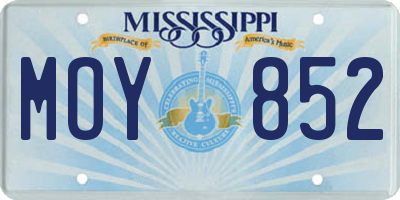 MS license plate MOY852