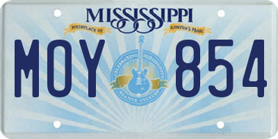 MS license plate MOY854