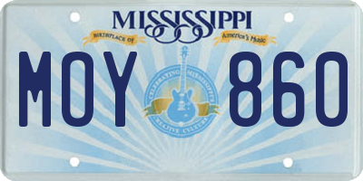MS license plate MOY860