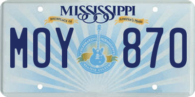 MS license plate MOY870