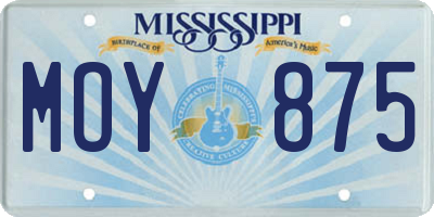 MS license plate MOY875