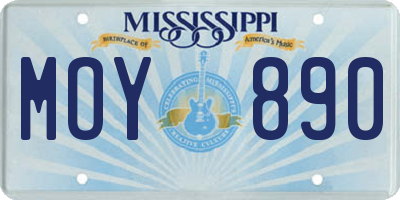 MS license plate MOY890