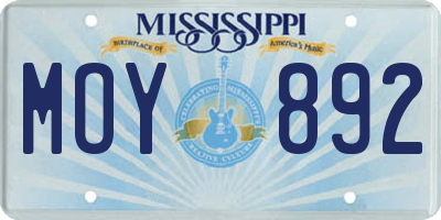 MS license plate MOY892