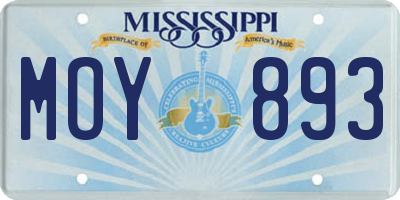 MS license plate MOY893