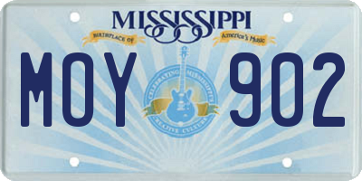 MS license plate MOY902