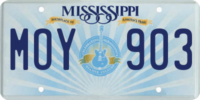 MS license plate MOY903