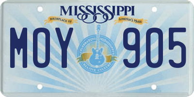MS license plate MOY905