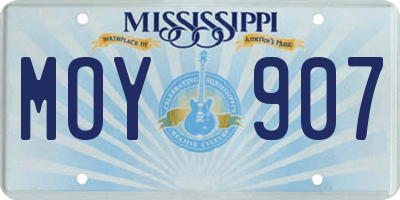 MS license plate MOY907