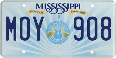 MS license plate MOY908