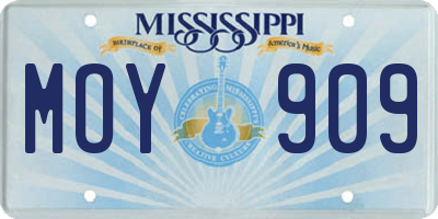 MS license plate MOY909