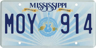MS license plate MOY914