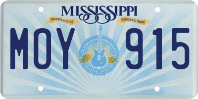 MS license plate MOY915