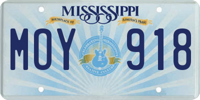 MS license plate MOY918