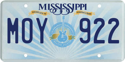MS license plate MOY922