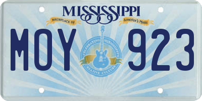 MS license plate MOY923
