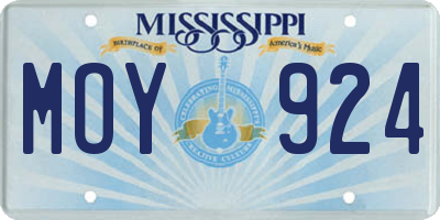 MS license plate MOY924