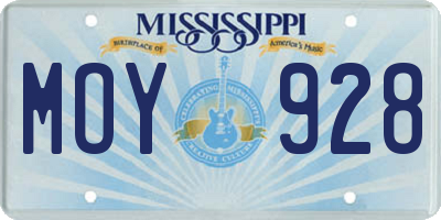MS license plate MOY928
