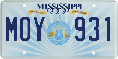 MS license plate MOY931