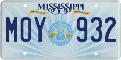 MS license plate MOY932