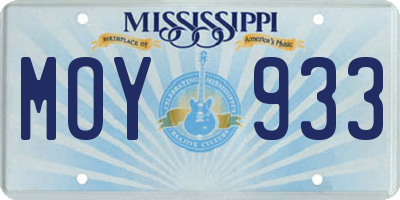 MS license plate MOY933