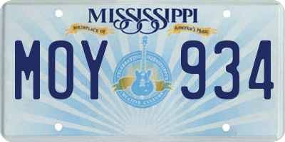 MS license plate MOY934