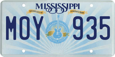 MS license plate MOY935