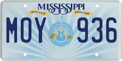 MS license plate MOY936
