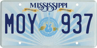 MS license plate MOY937