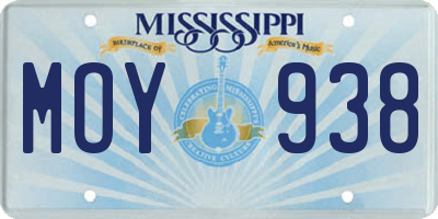MS license plate MOY938