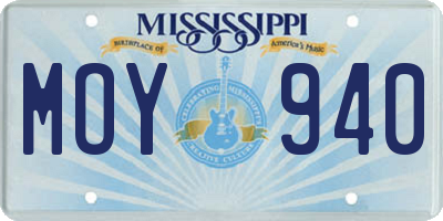 MS license plate MOY940