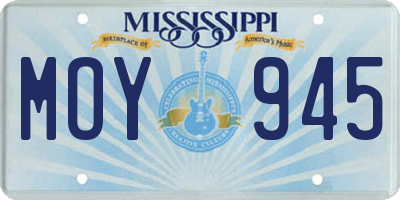 MS license plate MOY945
