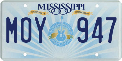 MS license plate MOY947