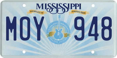 MS license plate MOY948