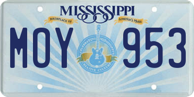 MS license plate MOY953