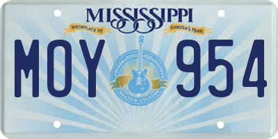 MS license plate MOY954