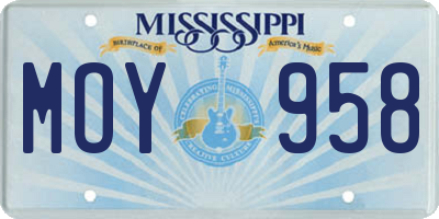 MS license plate MOY958