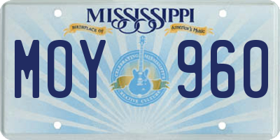 MS license plate MOY960