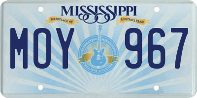 MS license plate MOY967
