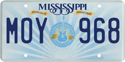 MS license plate MOY968