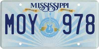MS license plate MOY978