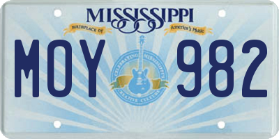 MS license plate MOY982