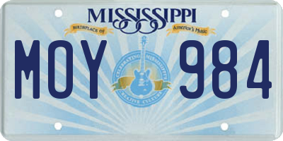 MS license plate MOY984