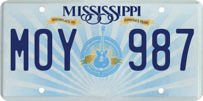 MS license plate MOY987