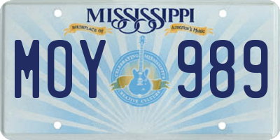 MS license plate MOY989