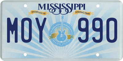 MS license plate MOY990