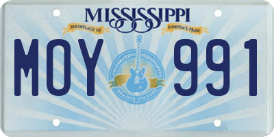 MS license plate MOY991