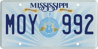 MS license plate MOY992