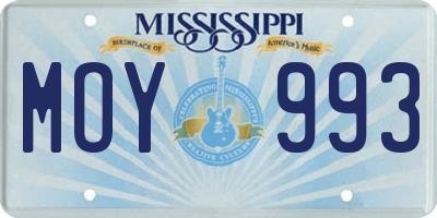 MS license plate MOY993